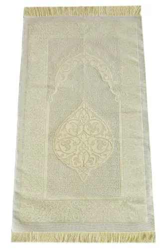 Çeyizlik Yasin Kitabı Tesbih Namaz Örtüsü Dini Hediyelik Gelin Bohça Seccade Seti Beyaz - 5