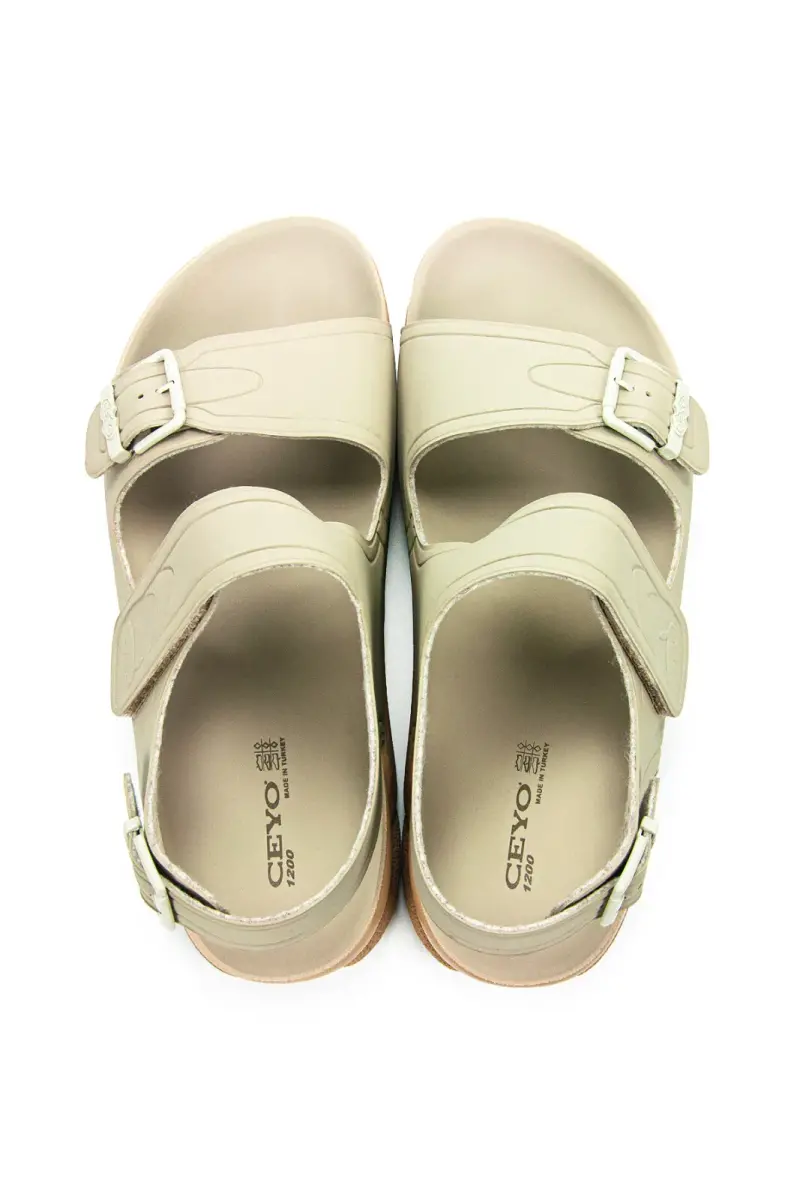 Ceyo Ayarlanabilir Cırt Cırtlı Tokalı Hac Umre Erkek Sandalet 1200-4 Bej - 10