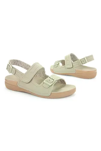 Ceyo Ayarlanabilir Cırt Cırtlı Tokalı Hac Umre Kadın Sandalet 1300-4 Bej 