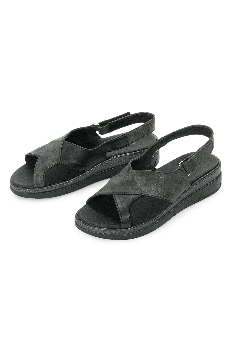 Ceyo Fashion Ayarlanabilir Cırt Cırtlı Hac Umre Kadın Sandalet - 9985 - Siyah - 3