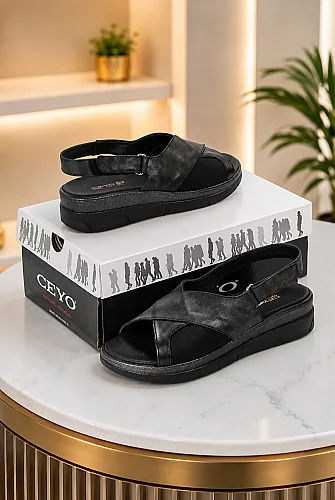 Ceyo Fashion Ayarlanabilir Cırt Cırtlı Hac Umre Kadın Sandalet - 9985 - Siyah 