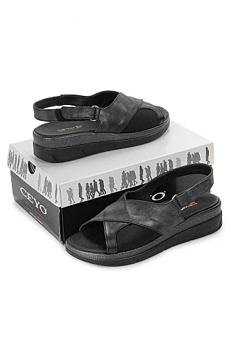 Ceyo Fashion Ayarlanabilir Cırt Cırtlı Hac Umre Kadın Sandalet - 9985 - Siyah - Ceyo (1)