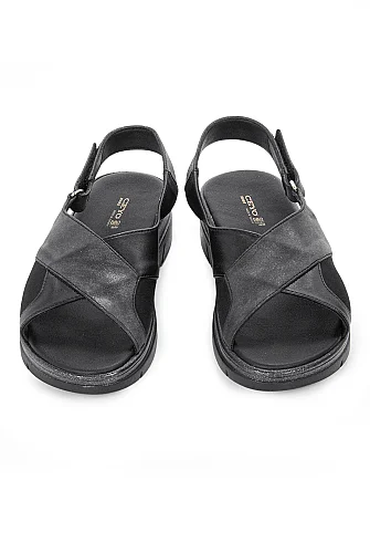 Ceyo Fashion Ayarlanabilir Cırt Cırtlı Hac Umre Kadın Sandalet - 9985 - Siyah - 4