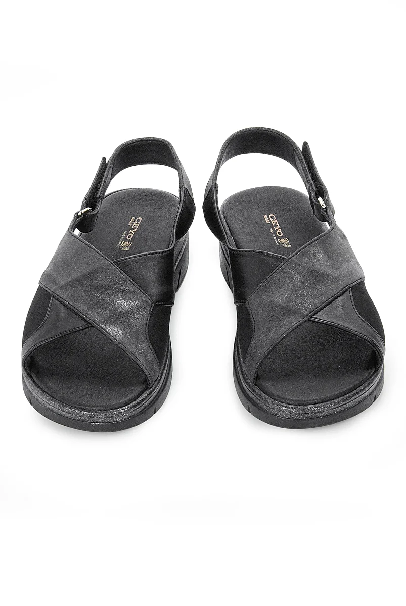 Ceyo Fashion Ayarlanabilir Cırt Cırtlı Hac Umre Kadın Sandalet - 9985 - Siyah - 4