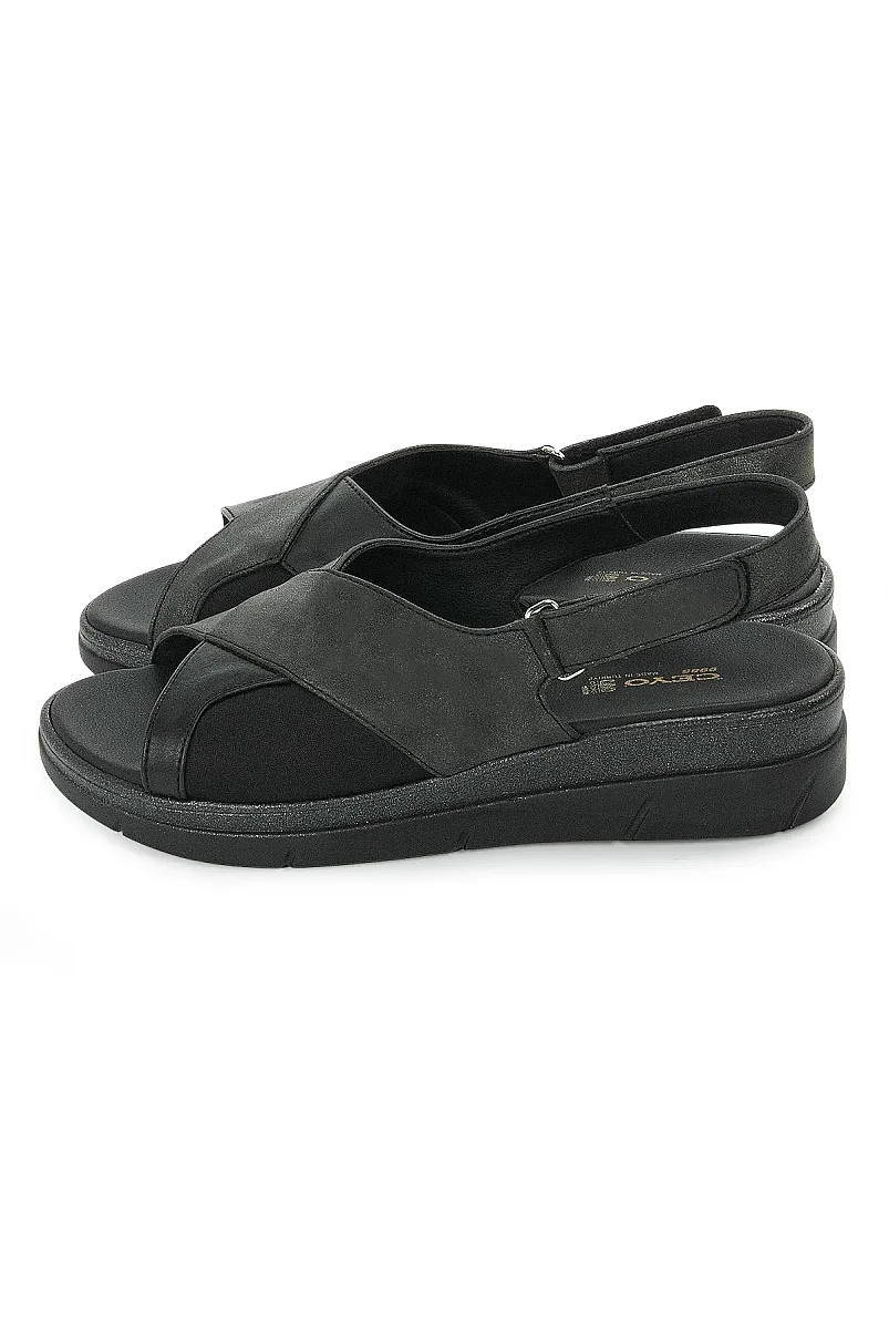 Ceyo Fashion Ayarlanabilir Cırt Cırtlı Hac Umre Kadın Sandalet - 9985 - Siyah - 5