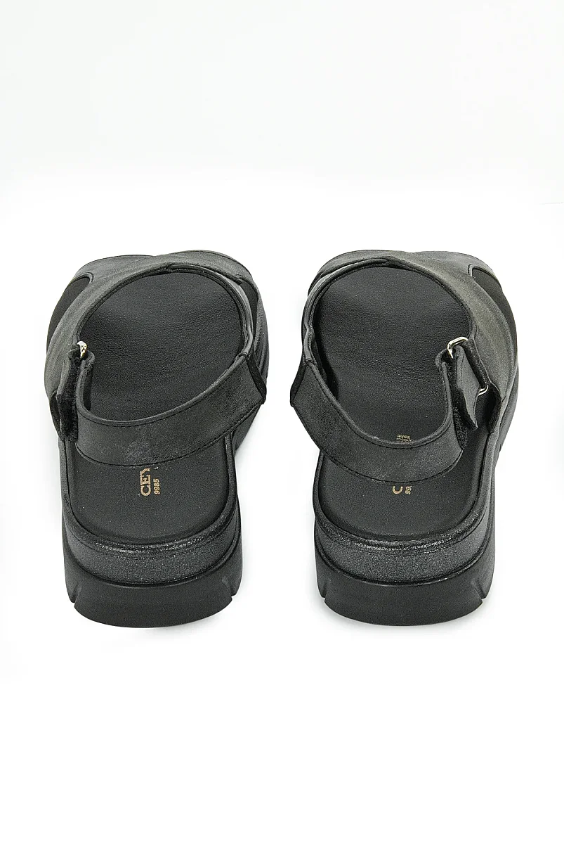 Ceyo Fashion Ayarlanabilir Cırt Cırtlı Hac Umre Kadın Sandalet - 9985 - Siyah - 6