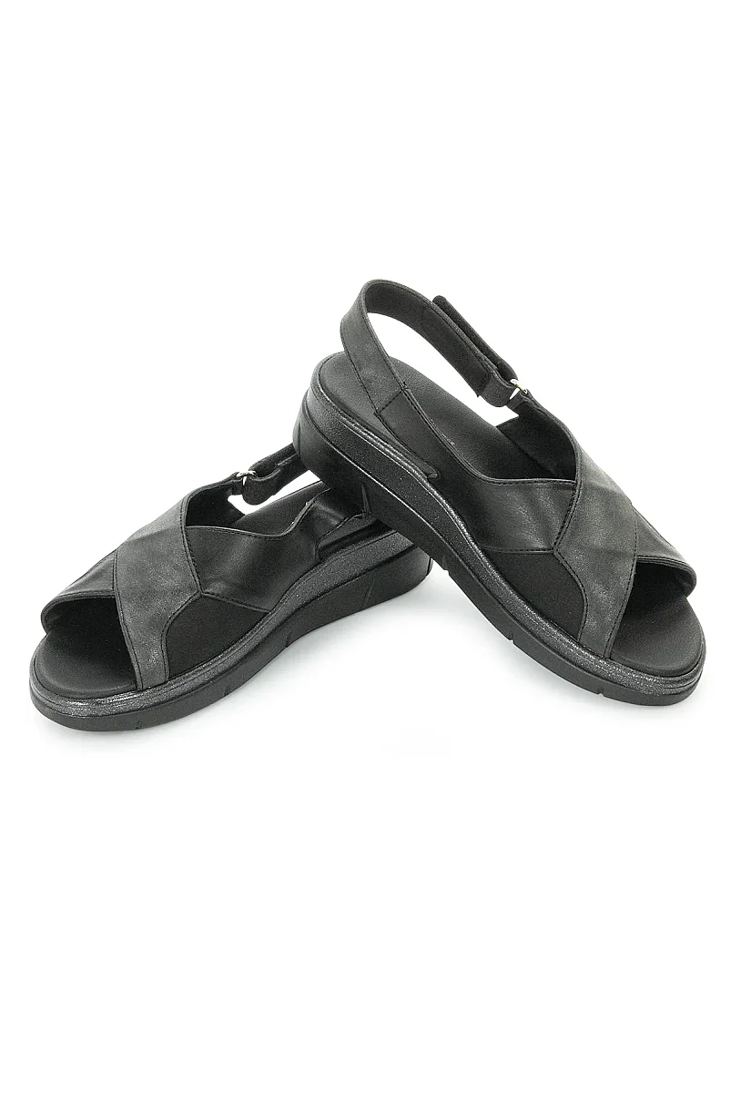 Ceyo Fashion Ayarlanabilir Cırt Cırtlı Hac Umre Kadın Sandalet - 9985 - Siyah - 7