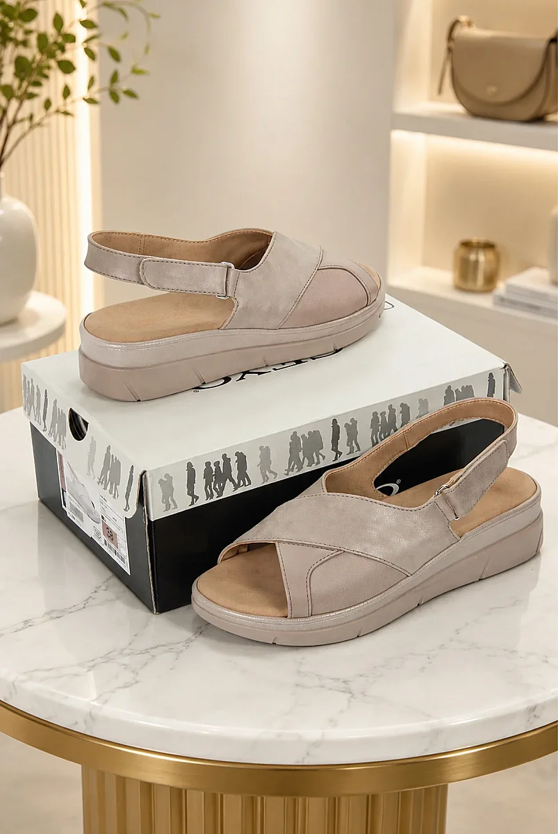 Ceyo Fashion Ayarlanabilir Cırt Cırtlı Hac Umre Kadın Sandalet - 9985 - Krem - 1