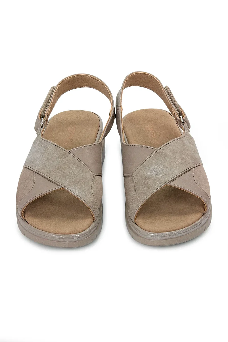 Ceyo Fashion Ayarlanabilir Cırt Cırtlı Hac Umre Kadın Sandalet - 9985 - Krem - 3