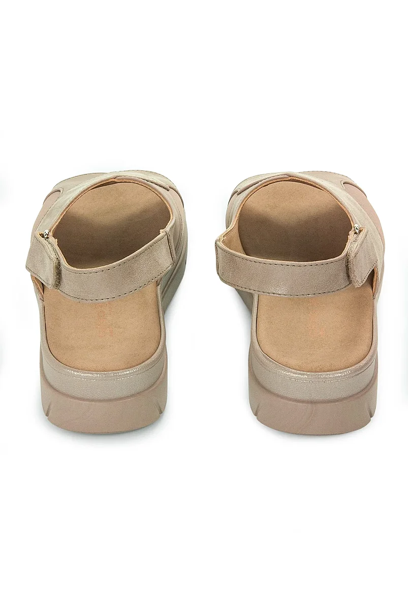 Ceyo Fashion Ayarlanabilir Cırt Cırtlı Hac Umre Kadın Sandalet - 9985 - Krem - 5