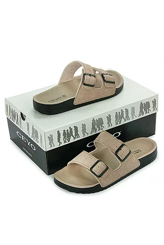 Ceyo Casual Bahama-10 Ortopedik Ayarlanabilir Tokalı Hac Umre Terlik - RK-557 - Krem - Ceyo (1)