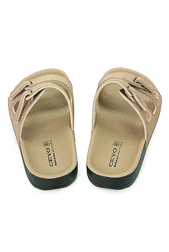 Ceyo Casual Bahama-16 Ayarlanabilir Cırt Cırtlı Hac Umre Terlik - RK-557 - Bej - 6