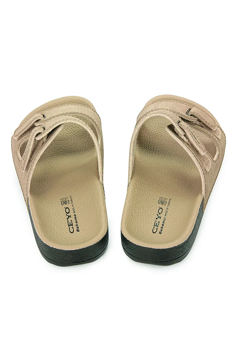 Ceyo Casual Bahama-16 Ayarlanabilir Cırt Cırtlı Hac Umre Terlik - RK-557 - Bej - 6