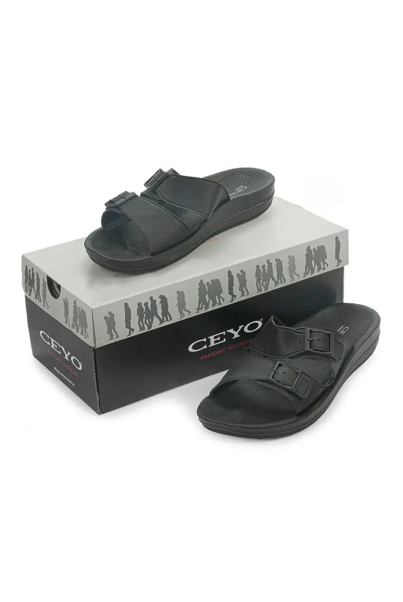 Ceyo Çift Tokalı Hac Umre Kadın Terlik 9890-1 Siyah - 3