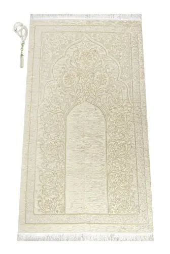 Chenille Luxury Prayer Rug Cream With New Altar - 1