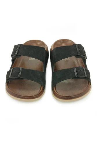 Erkek Çift Tokalı Ortopedik Hac Umre Terliği - Ergonomik Rahat Taban Günlük Terlik - Siyah - 4