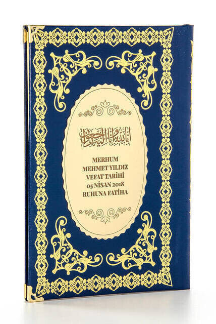10 ADET Ciltli Yasin Kitabı - İsme Özel Plakalı - Orta Boy - 176 Sayfa - Lacivert Renk - Mevlid Hediyeliği - 1