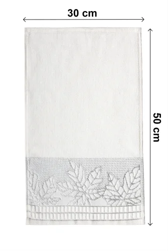 Çınar Jakarlı 6’lı Kadife Pamuklu El ve Yüz Havlu Seti 30x50 cm - 00434 - Gümüş - 6