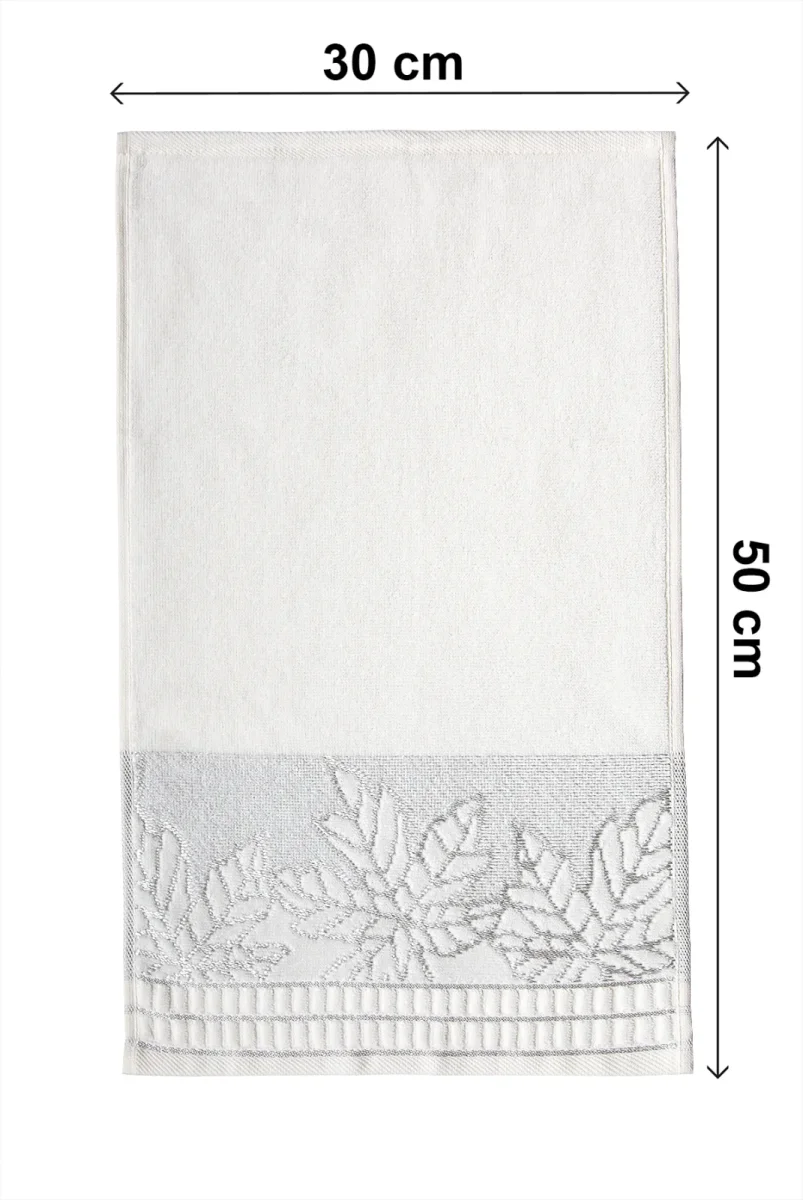 Çınar Jakarlı 6’lı Kadife Pamuklu El ve Yüz Havlu Seti 30x50 cm - 00434 - Gümüş - 6