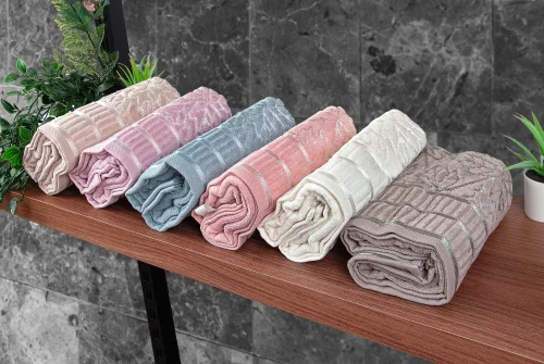 Çınar Jakarlı 6’lı Kadife Pamuklu El ve Yüz Havlu Seti 50x90 cm - 04557 - Karışık Renkli - ihvanonline (1)