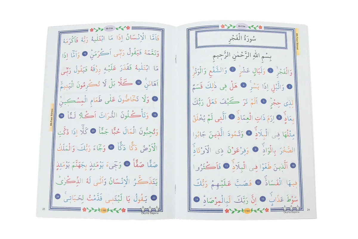 Çocuklar İçin Çantalı Kuranı Kerim Seti, 1-30. Cüz (30 Kitap Takım) – Renkli Fasiküllü, 3-6 Yaş Eğitici Hatim Seti - 11