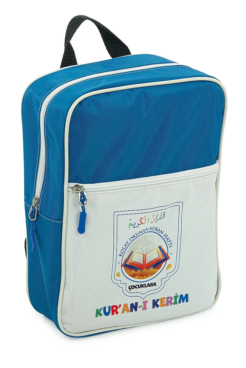 Çocuklara Kuranı Kerim 30 Cüz Set Çantalı – Kolay Okunan Renkli Elifba Hatlı - Mavi - 3