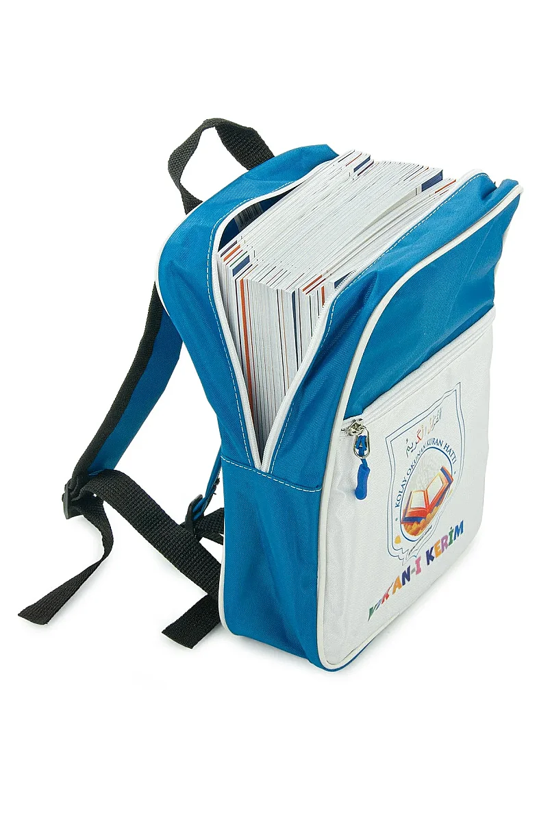 Çocuklara Kuranı Kerim 30 Cüz Set Çantalı – Kolay Okunan Renkli Elifba Hatlı - Mavi - 5