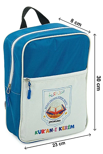 Çocuklara Kuranı Kerim 30 Cüz Set Çantalı – Kolay Okunan Renkli Elifba Hatlı - Mavi - 9
