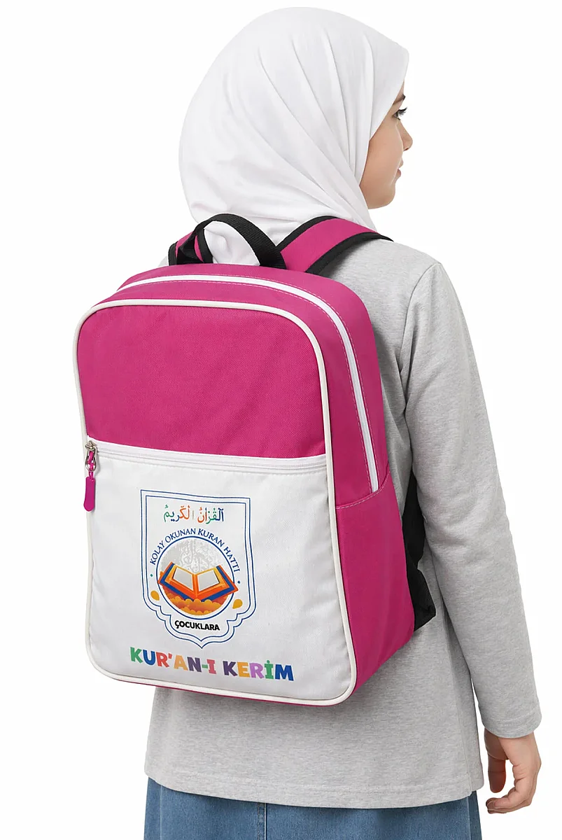Çocuklara Kuranı Kerim 30 Cüz Set Çantalı – Kolay Okunan Renkli Elifba Hatlı - Pembe - 2