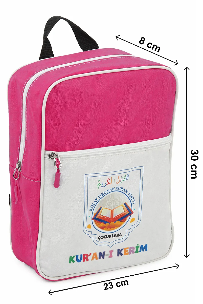 Çocuklara Kuranı Kerim 30 Cüz Set Çantalı – Kolay Okunan Renkli Elifba Hatlı - Pembe - 9