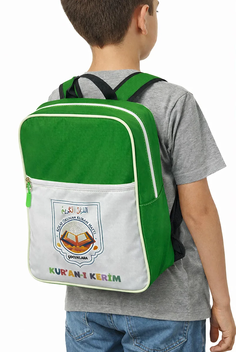 Çocuklara Kuranı Kerim 30 Cüz Set Çantalı – Kolay Okunan Renkli Elifba Hatlı - Yeşil - 2