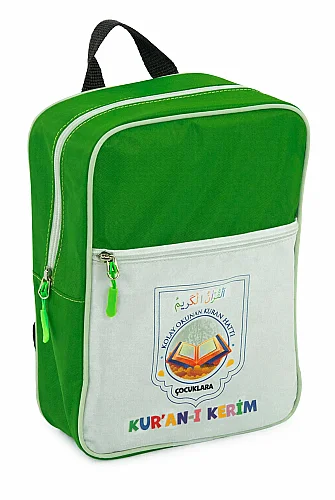 Çocuklara Kuranı Kerim 30 Cüz Set Çantalı – Kolay Okunan Renkli Elifba Hatlı - Yeşil - 3
