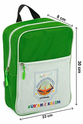 Çocuklara Kuranı Kerim 30 Cüz Set Çantalı – Kolay Okunan Renkli Elifba Hatlı - Yeşil - 9
