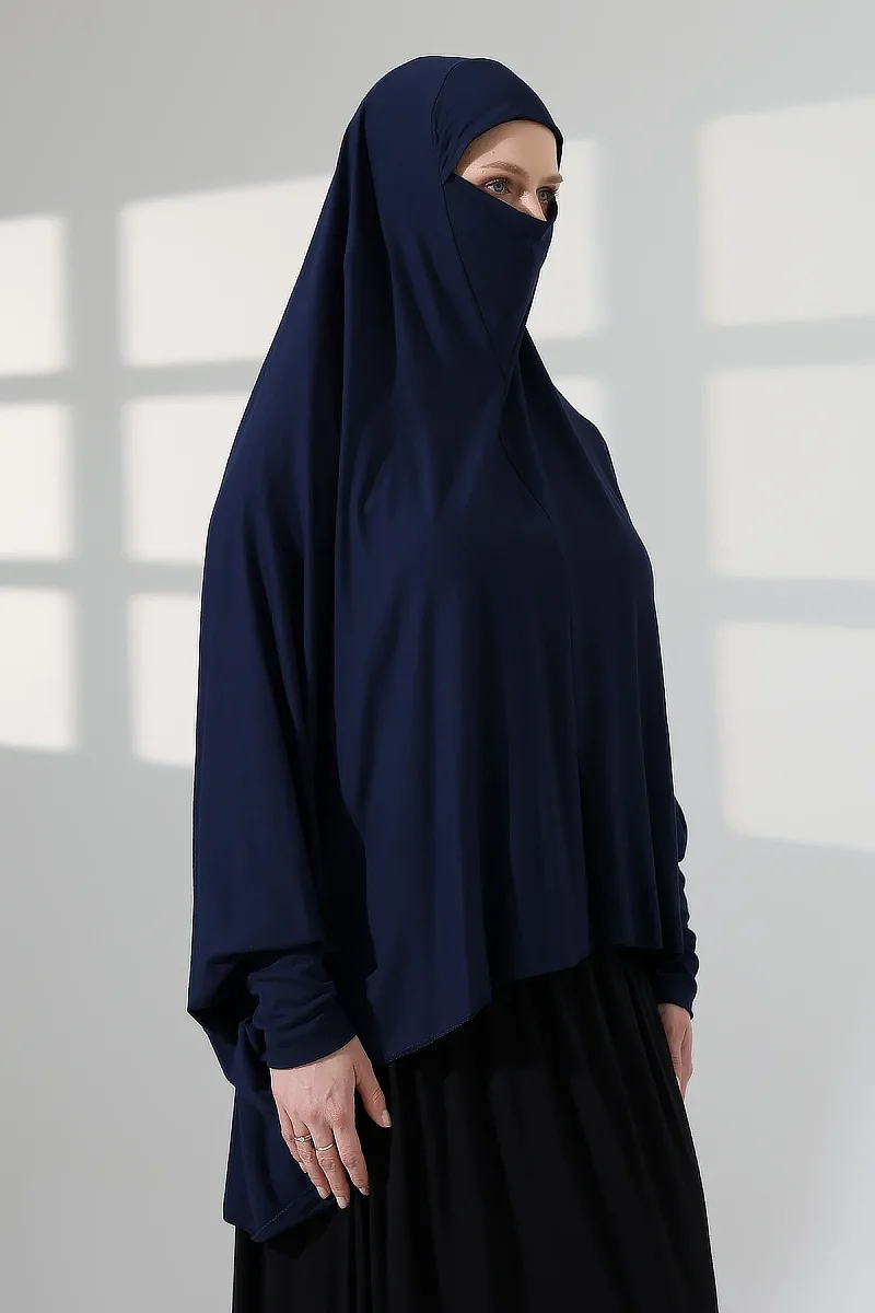Combed Souffle Sleeve Navy Blue Color (Malaysia) - 3