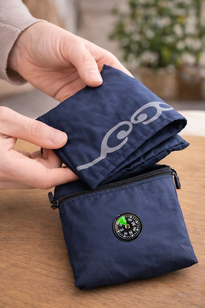 Compass Pocket Prayer Mat - Navy Blue - 4