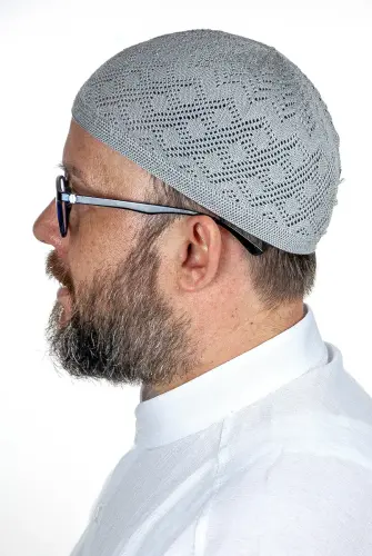 Coral Prayer Cap Gray 12 Pieces - İhvan (1)