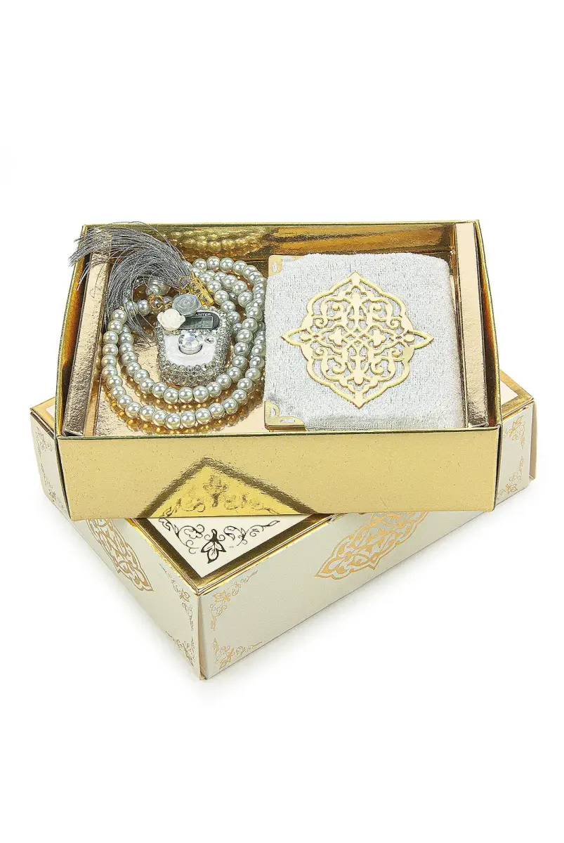 Cream Stone Chanting - Pocket Size Arabic Yasin-i Şerif - Hajj Umrah Gift Set with Pearl Prayer Beads - 3