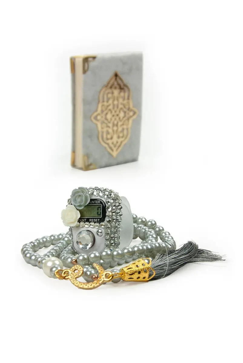 Cream Stone Chanting - Pocket Size Arabic Yasin-i Şerif - Hajj Umrah Gift Set with Pearl Prayer Beads - 2