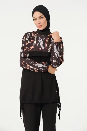 Crop Detaylı Sporcu Tam Kapalı Tesettür Mayo 3013-25 Siyah - 4