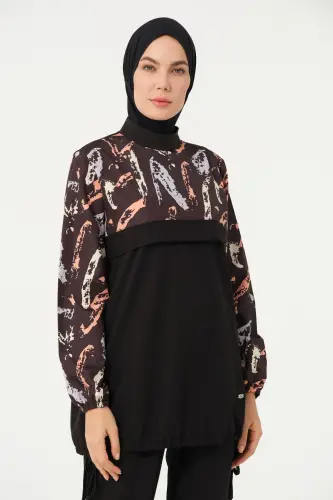 Crop Detaylı Sporcu Tam Kapalı Tesettür Mayo 3013-25 Siyah - 5