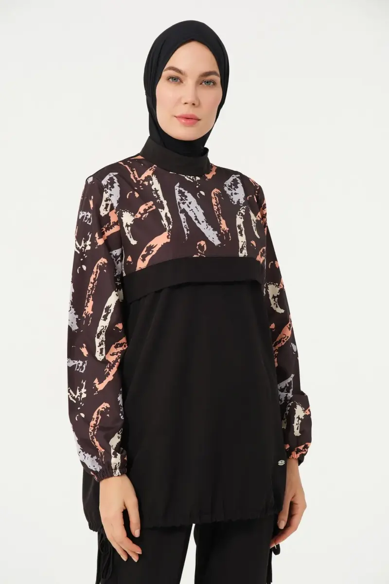 Crop Detaylı Sporcu Tam Kapalı Tesettür Mayo 3013-25 Siyah - 5