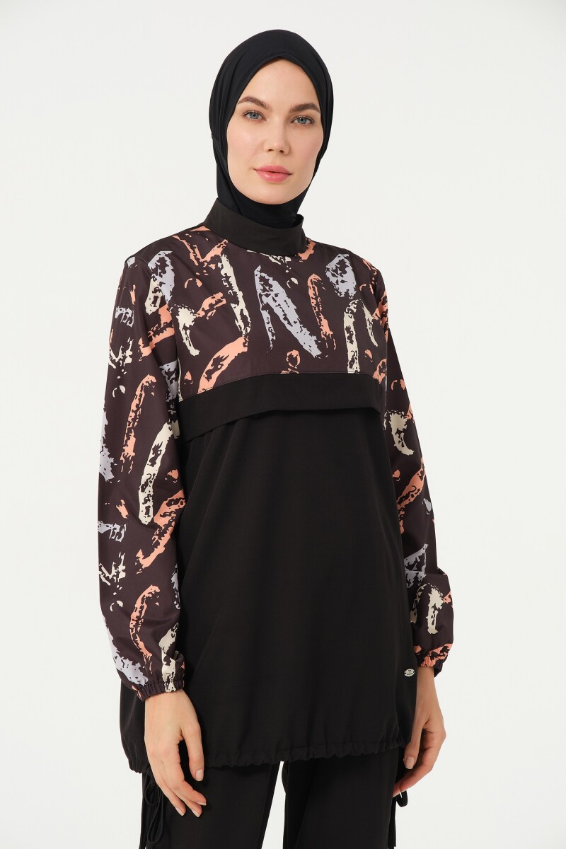 Crop Detaylı Sporcu Tam Kapalı Tesettür Mayo 3013-25 Siyah - 5