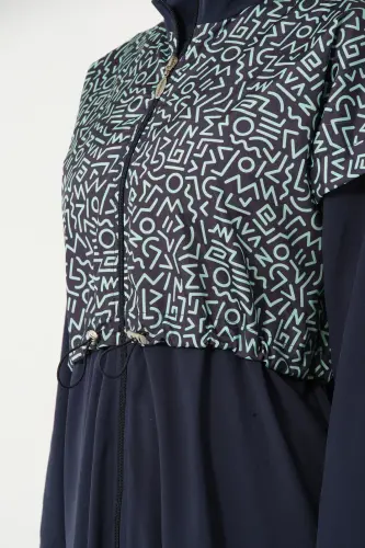 Crop Detaylı Sporcu Tam Kapalı Tesettür Mayo 3015-25 Koyu Lacivert - 7