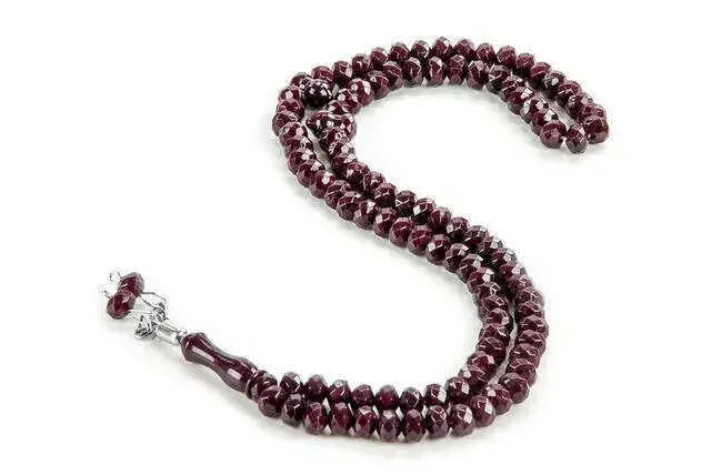 Crystal Look 99 Rosary Mevlüt Hajj Umrah Gift 10 Pieces Damson - 1