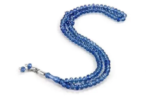 Crystal Look 99 Rosary Mevlüt Haj Umrah Gift 10 Pieces Midnight Blue - 1