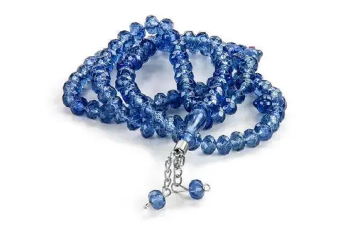 Crystal Look 99 Rosary Mevlüt Haj Umrah Gift 10 Pieces Midnight Blue - 3