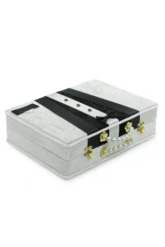 Damat Bohçası İçin Çeyizlik Kadife Sandık Beyaz - ihvanonline (1)