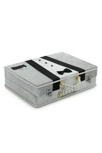 Çeyizlik Damat Bohçası Kutusu Kadife Sandık Gri - ihvanonline (1)