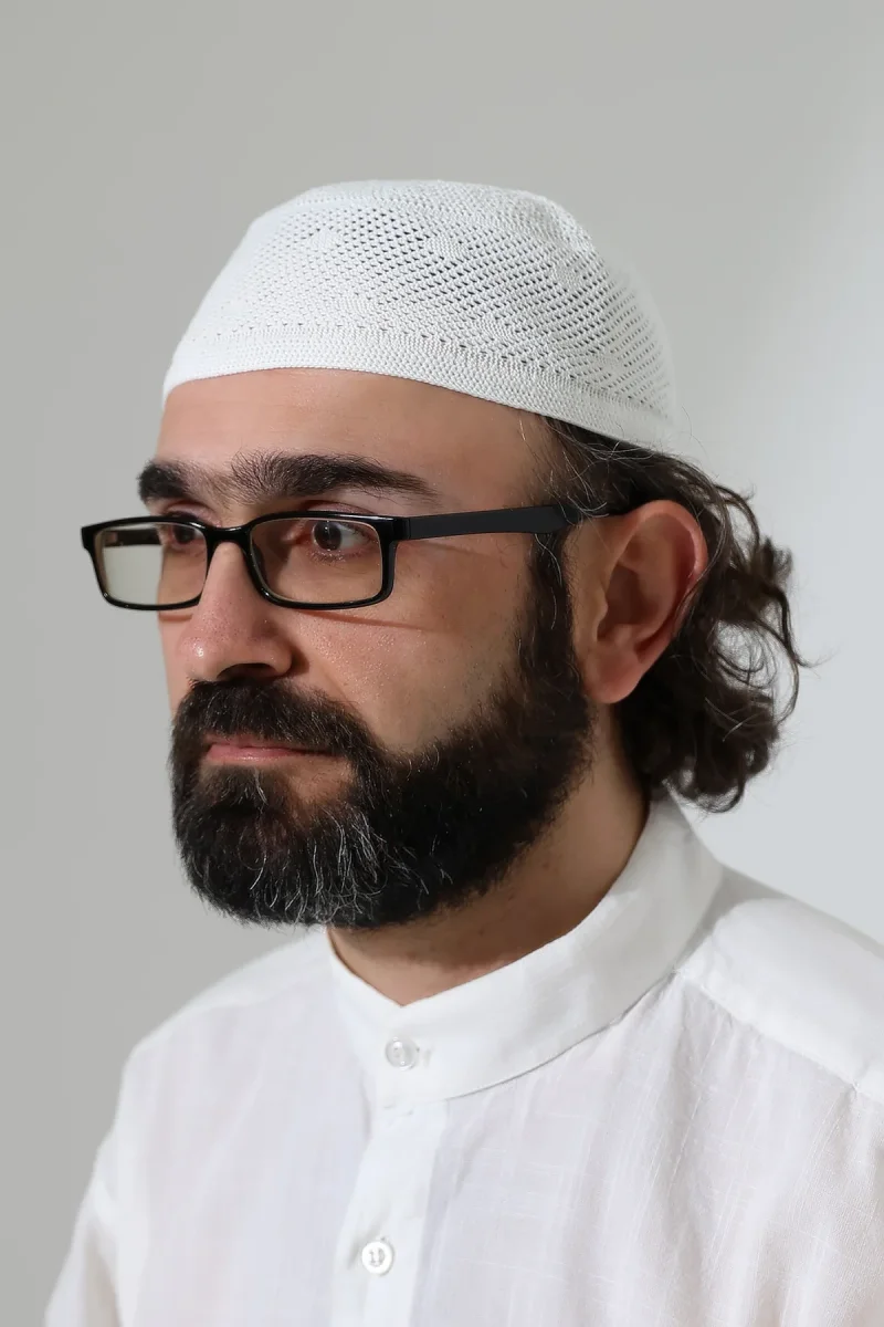 Dantel Detaylı Namaz Takkesi, Makine Örgüsü Takke Beyaz - 1