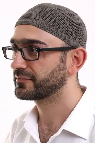 Dantel Pamuklu Triko Makine Örme Takke Açık Kahve 